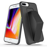 Wholesale iPhone 8 Plus / 7 Plus PU Leather Hand Grip Kickstand Case (Black)